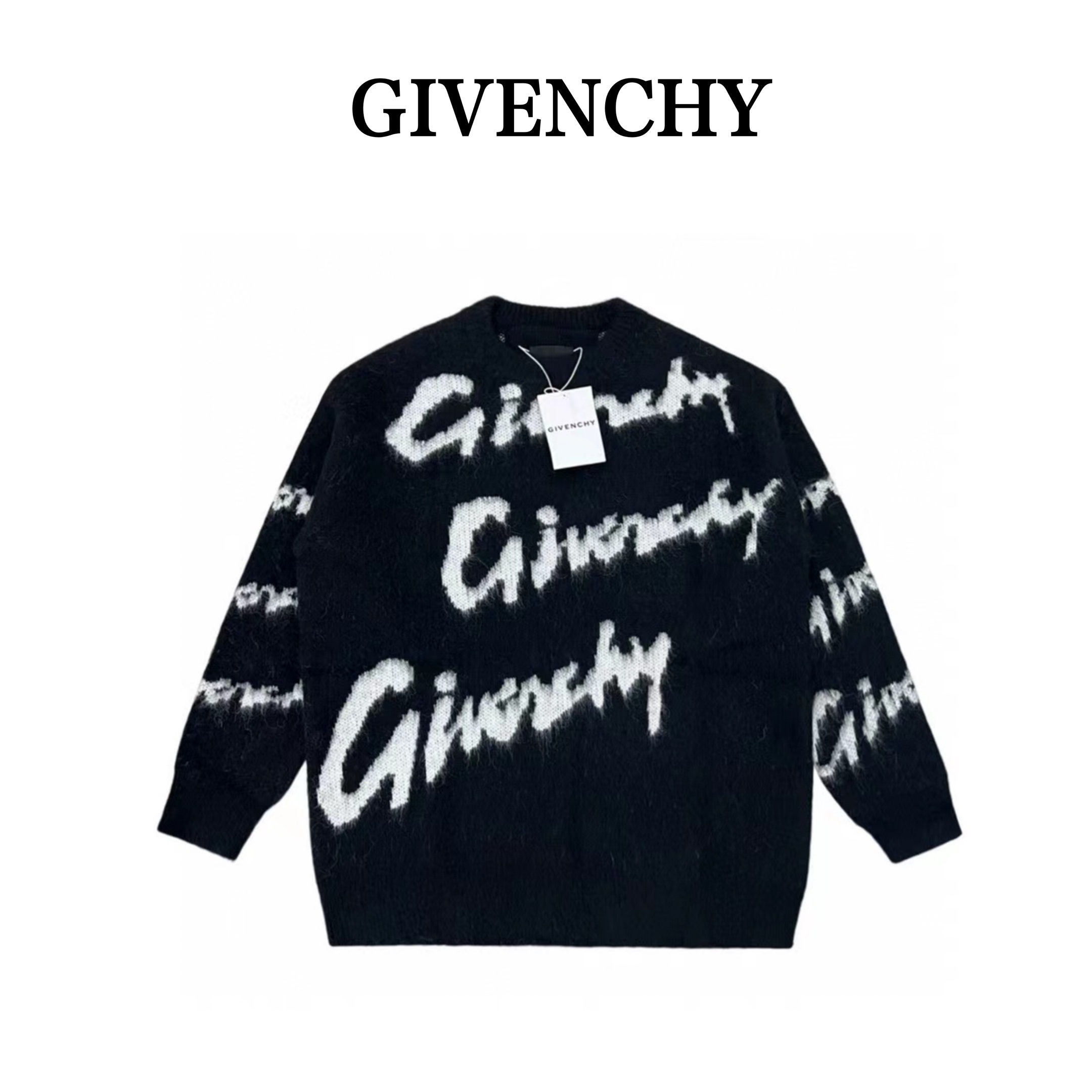 GIVENCHY/纪梵希马海毛弹幕草写字母宽松毛衣