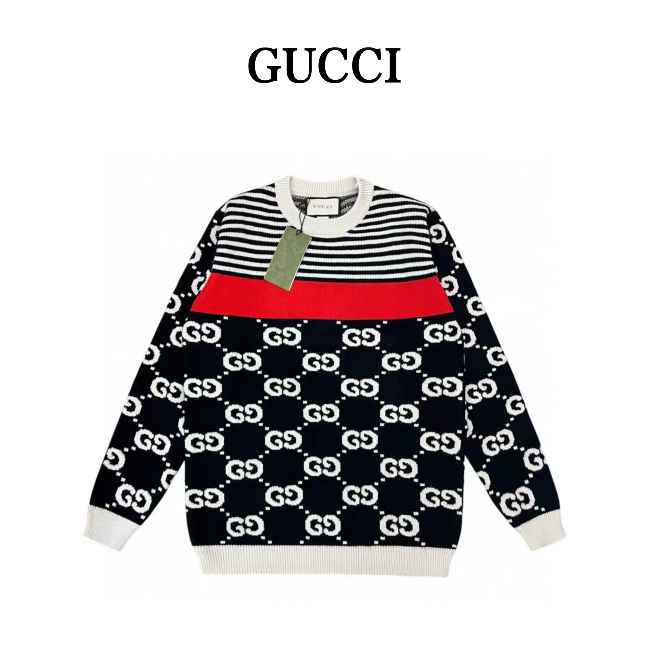 Gucci/古驰经典双G提花款休闲圆领毛衣