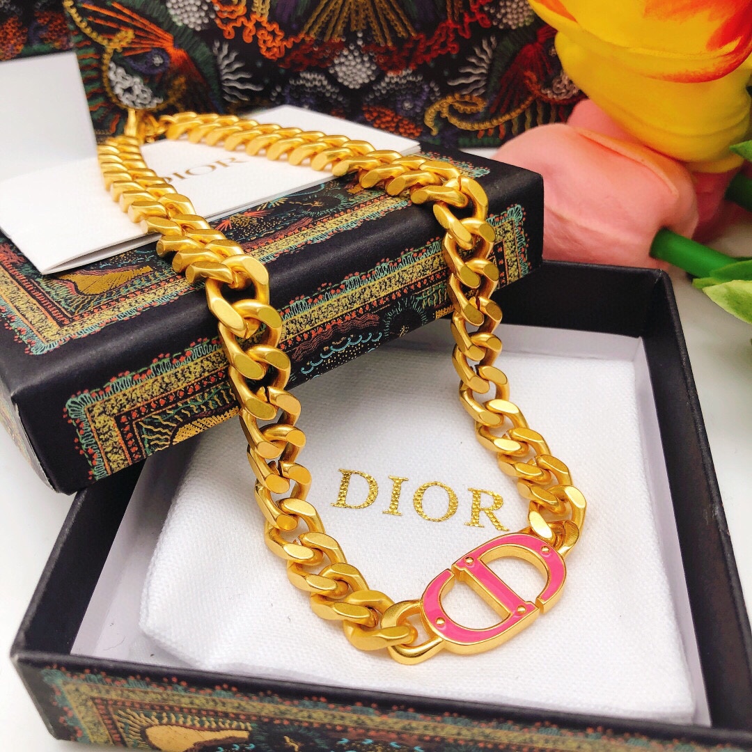 Fake High Quality
 Dior Jewelry Necklaces & Pendants Pink Set With Diamonds Fashion