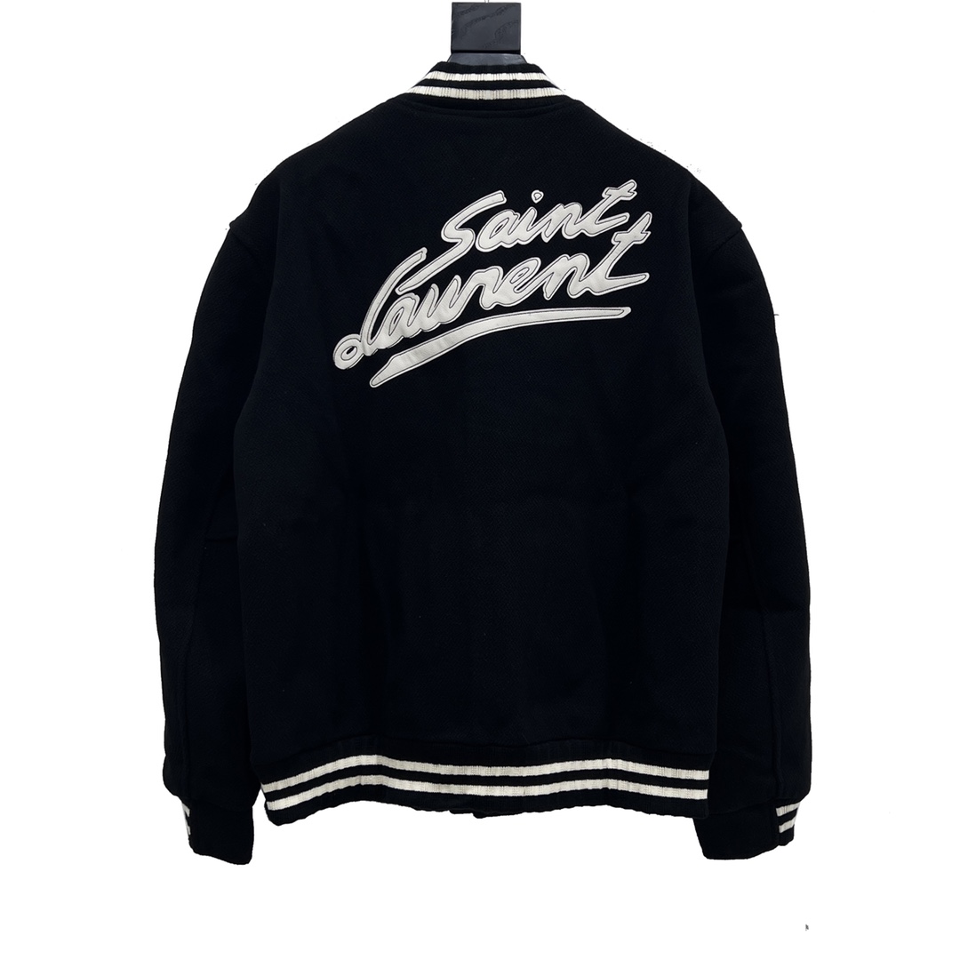 400 Saint Laurent Paris/圣罗兰 后背贴字签名款棒球服外套