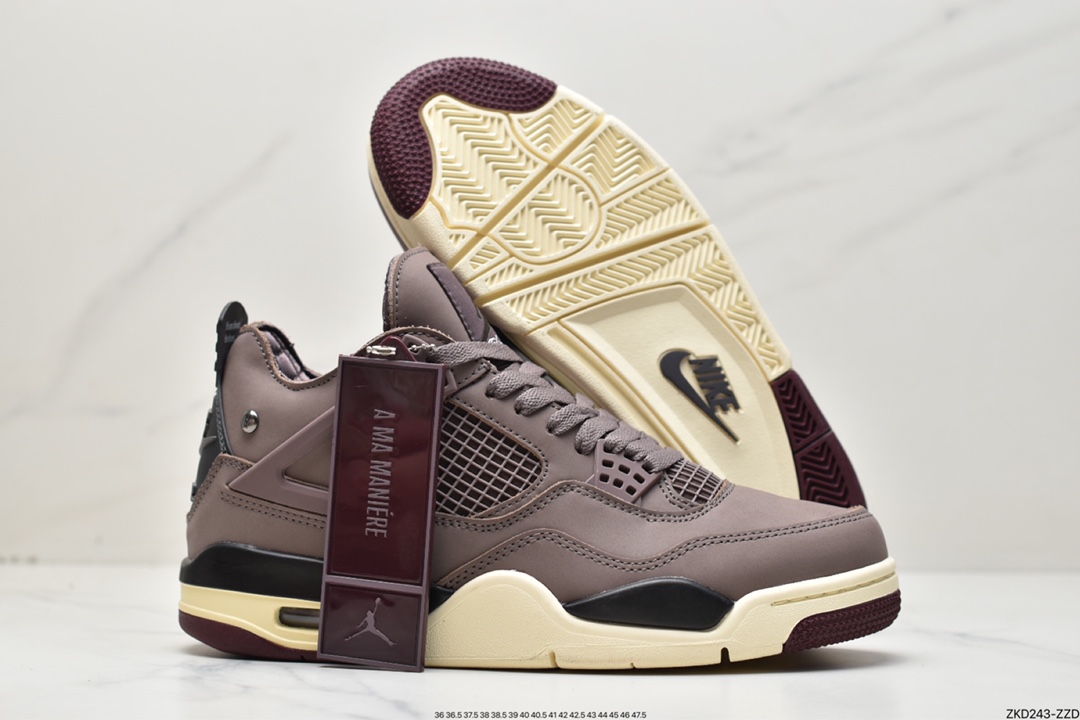 270 A Ma Maniére x Nike Air Jordan 4 Retro SP"Violet Ore"AJ4代中帮篮球鞋“酒红暗紫矿石黄”DV6773-220