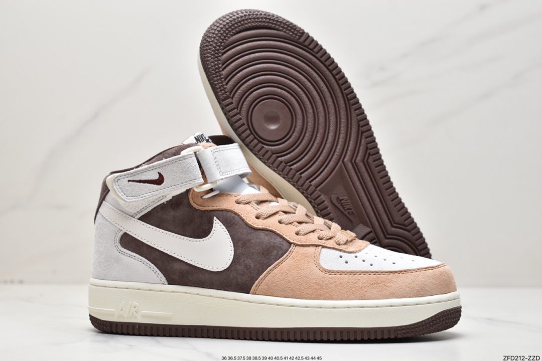 280 Nike Air Force 1′07 Mid"Milk Tea/Coffee Brown/Grey"空军一号AL6896-556