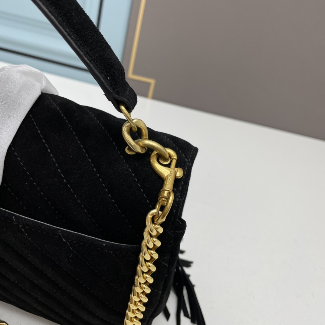 420 YSL Monogram college_磨砂皮带流苏万年款邮差包