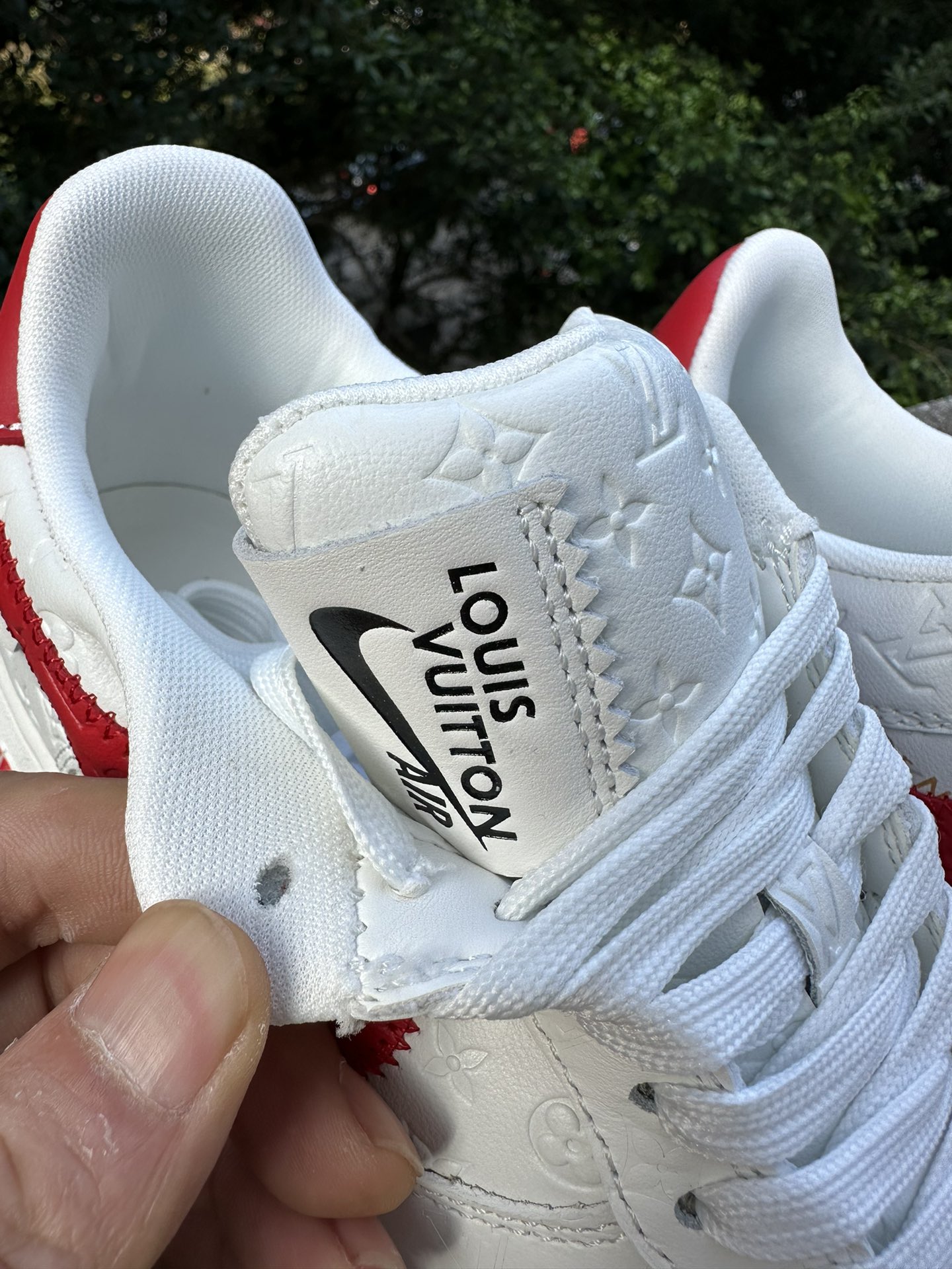 联名款福利特价大码供应LouisVuittonxNikeAirForce1Low低帮系带板鞋白红蓝LV联