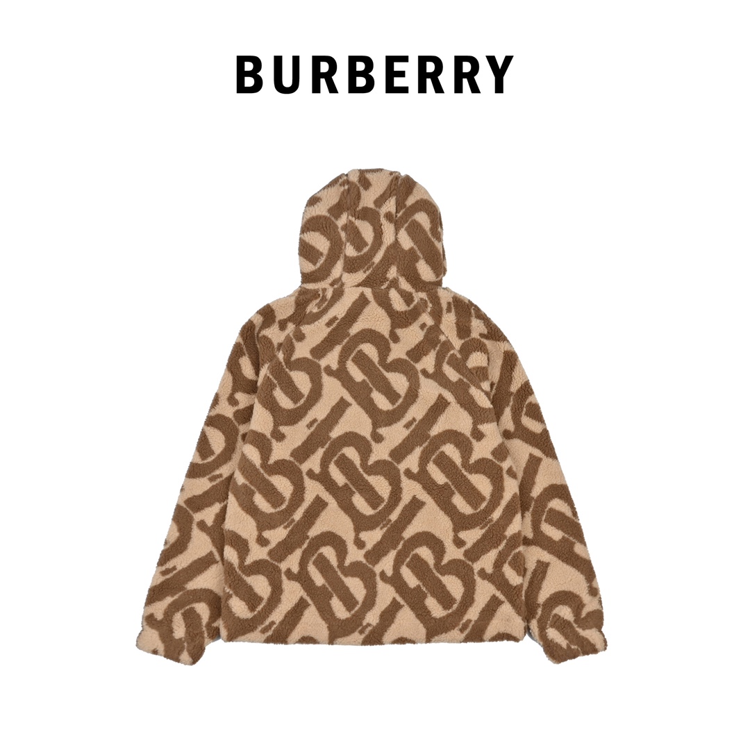 410 Burberry 2023ss TB标识满印颗粒绒外套