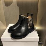 Dior Martin Boots Best AAA+
 Beige Black Polishing Kids Girl Unisex Cowhide Rubber Fall/Winter Collection Explorer