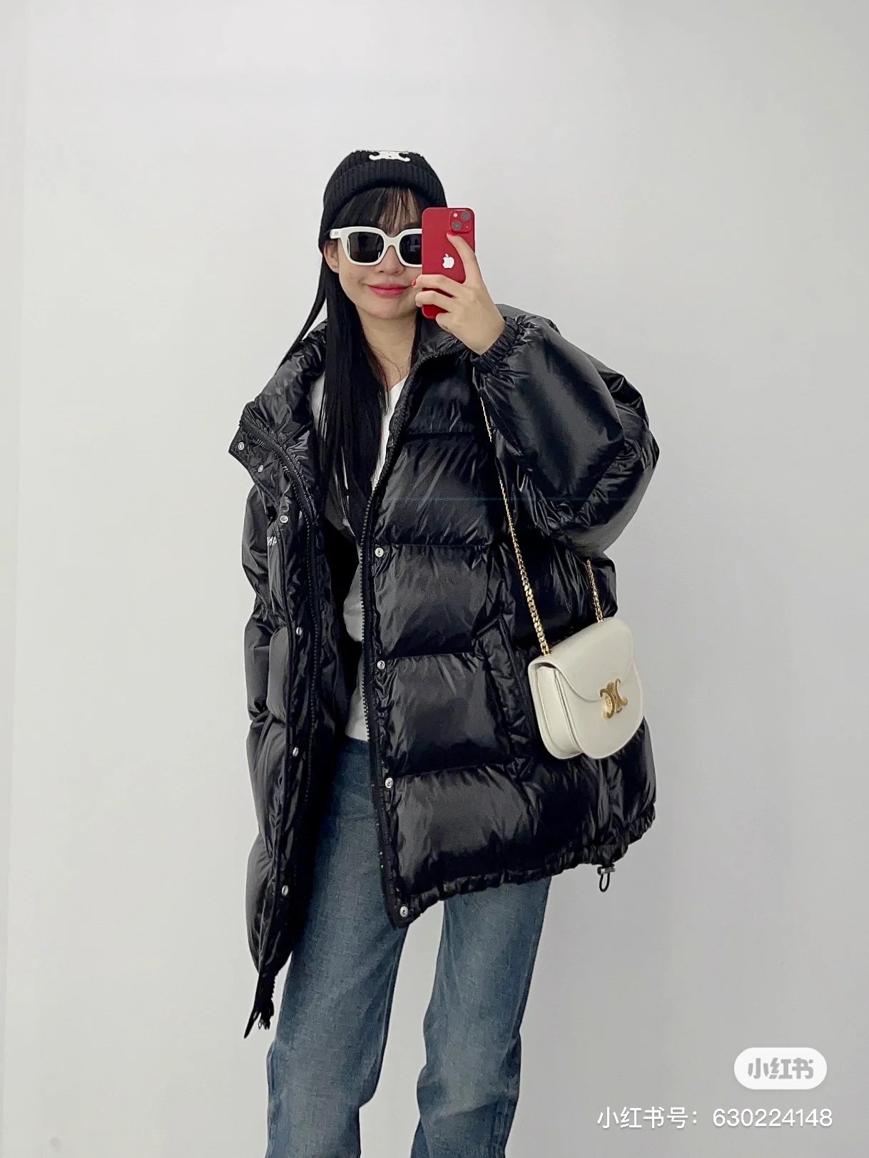 2022Celine 2022FW亮面款经典凯旋门羽绒服