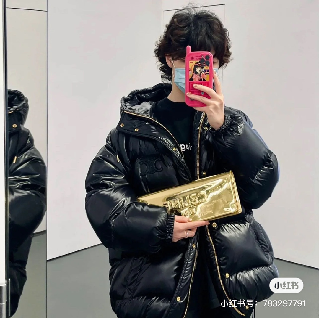 2022Celine 2022FW亮面款经典凯旋门羽绒服