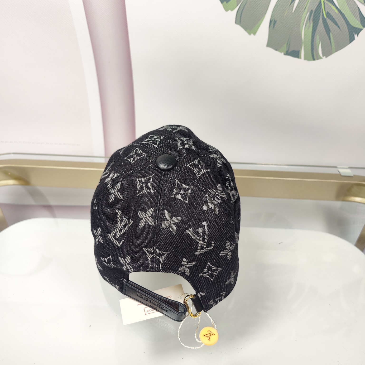 Denim Embroidered Baseball Cap - Embroidery Close-Up Denim embroidered baseball cap embroidery close-up