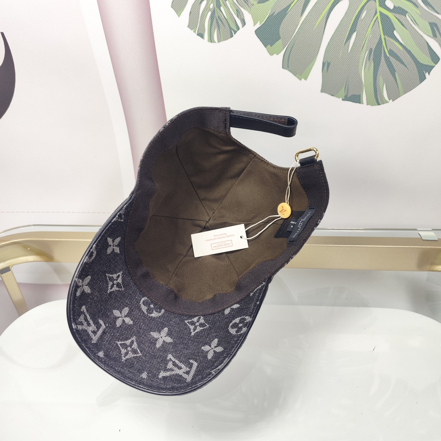 Denim Embroidered Baseball Cap - On Model Denim embroidered baseball cap on model