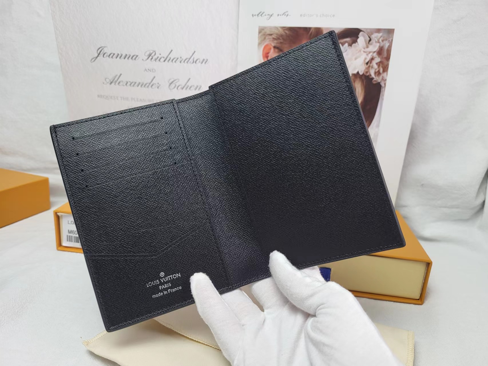 Passport cover in use