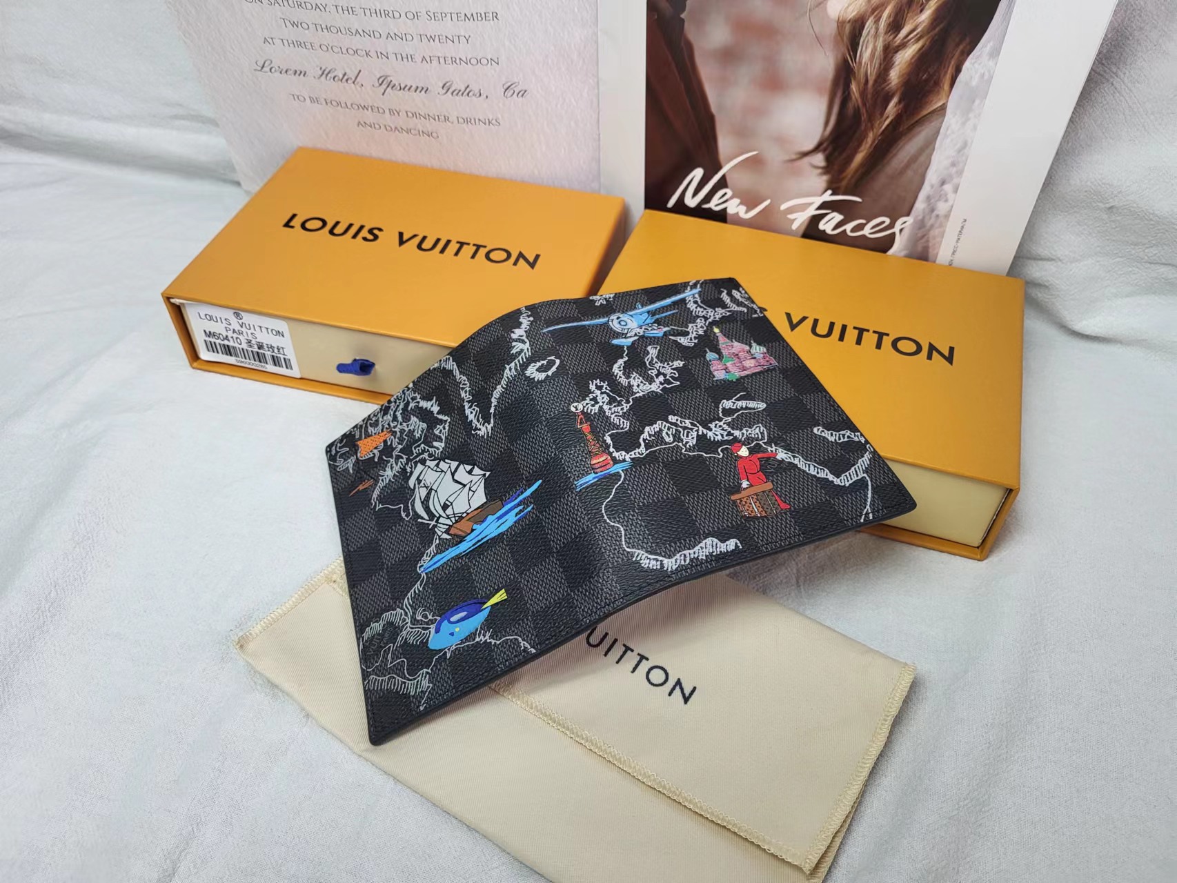 Angled view of the leather passport cover