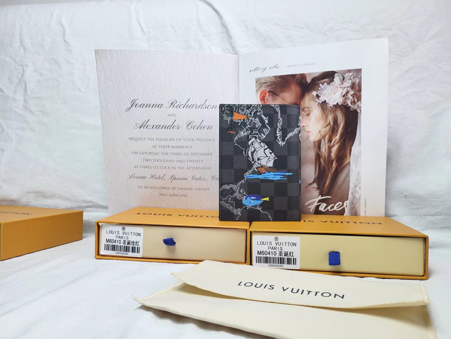 Close up details of leather passport cover