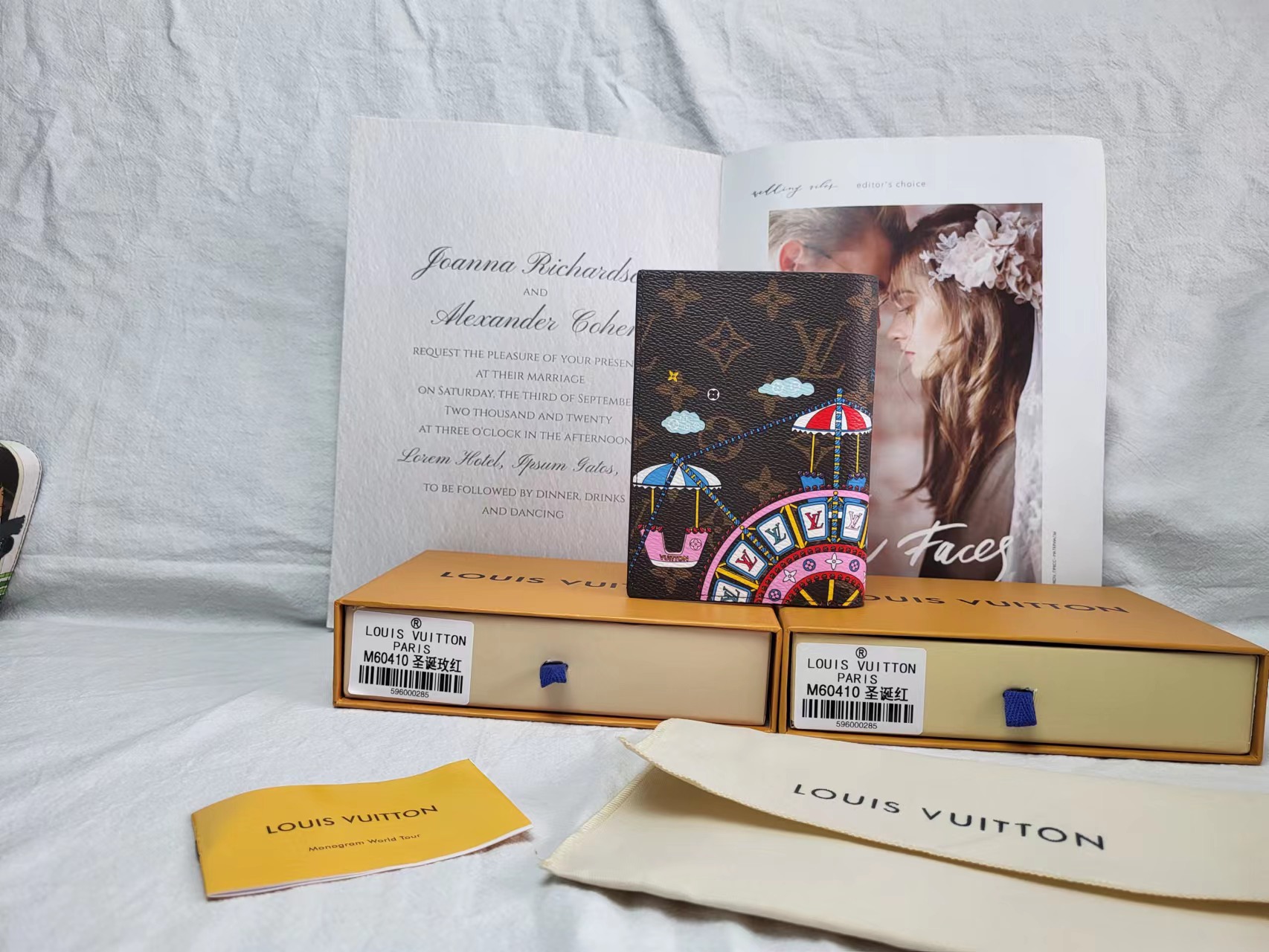 Close-up of leather passport case texture