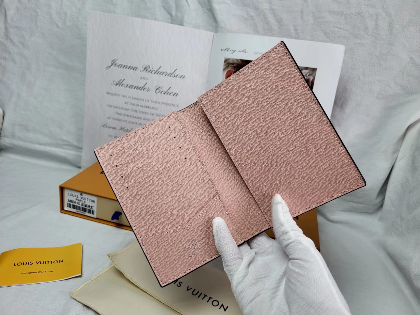 Passport case in use