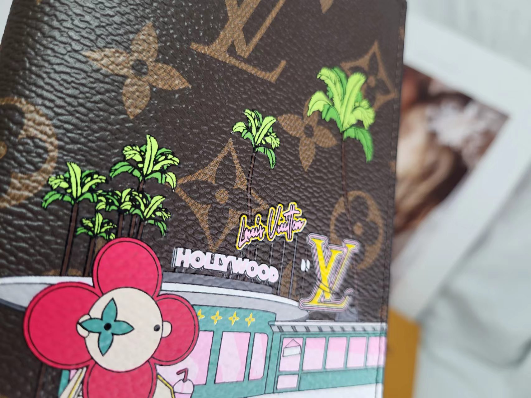 Back view of a leather passport holder