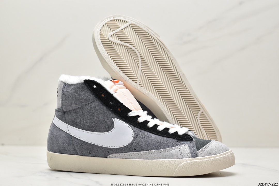 140 加绒耐克NK Blazer Low '1977 Vintage”White/Light Blue/Grey”经典开拓者高帮板鞋DA6364-100