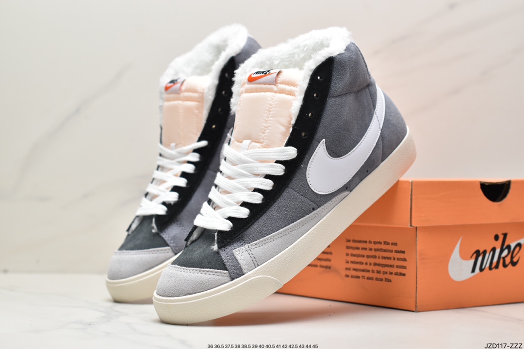 140 加绒耐克NK Blazer Low '1977 Vintage”White/Light Blue/Grey”经典开拓者高帮板鞋DA6364-100
