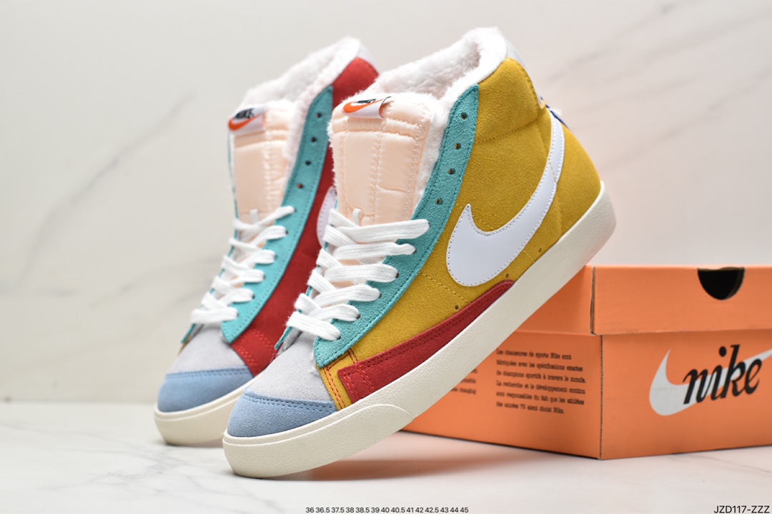140 加绒耐克NK Blazer Low '1977 Vintage”White/Light Blue/Grey”经典开拓者高帮板鞋DA6364-100