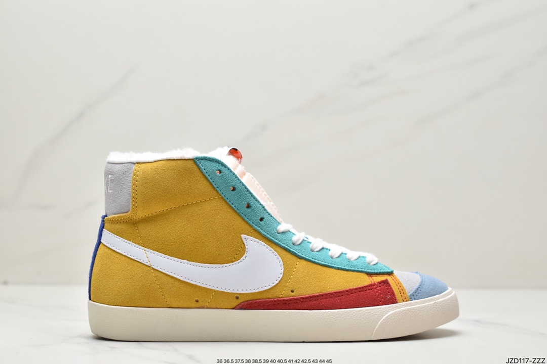 140 加绒耐克NK Blazer Low '1977 Vintage”White/Light Blue/Grey”经典开拓者高帮板鞋DA6364-100