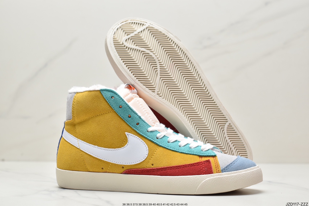 140 加绒耐克NK Blazer Low '1977 Vintage”White/Light Blue/Grey”经典开拓者高帮板鞋DA6364-100
