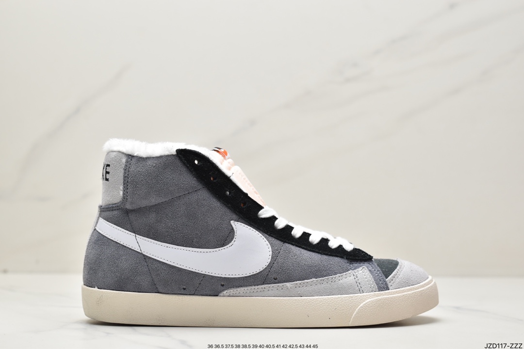 140 加绒耐克NK Blazer Low '1977 Vintage”White/Light Blue/Grey”经典开拓者高帮板鞋DA6364-100