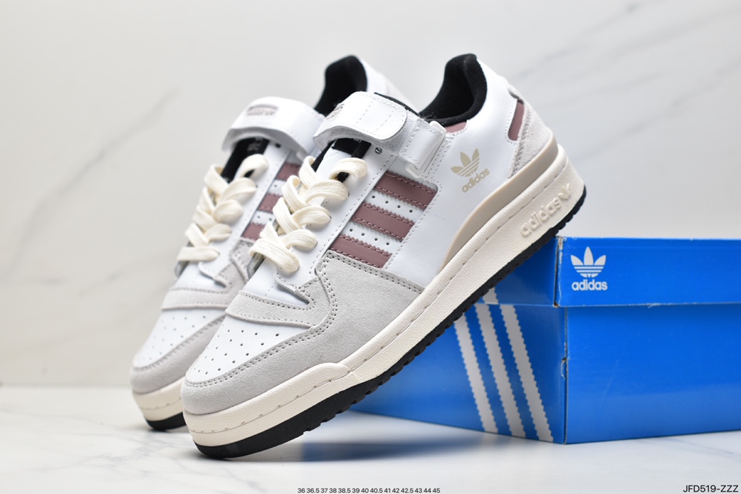 adidas originals FORUM LoW retro trend non-slip wear-resistant low-top sneakers white purple GZ5046