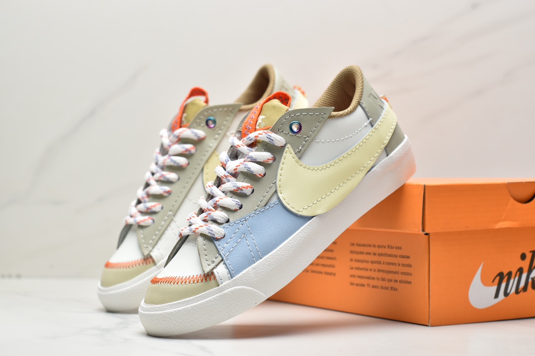 150 Nike Blazer Low'77 Jumbo 白棕蓝经典百搭低帮开拓者休闲运动板鞋 DX6043-171