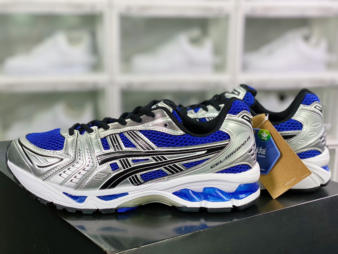 220 亚瑟士/ASICS GEL - KAYANO 14 系列轻量缓震休闲运动跑步鞋“银黑白蓝”1201A019-751