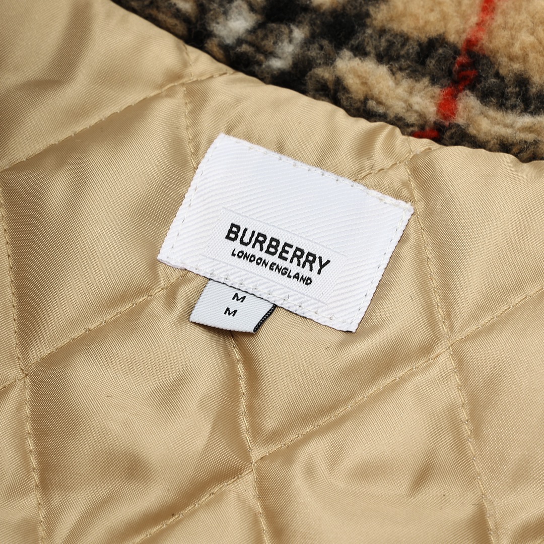 BURBERRY/巴宝莉 经典格子羊羔毛棉服外套 burberry巴宝莉格纹羊羔毛棉服