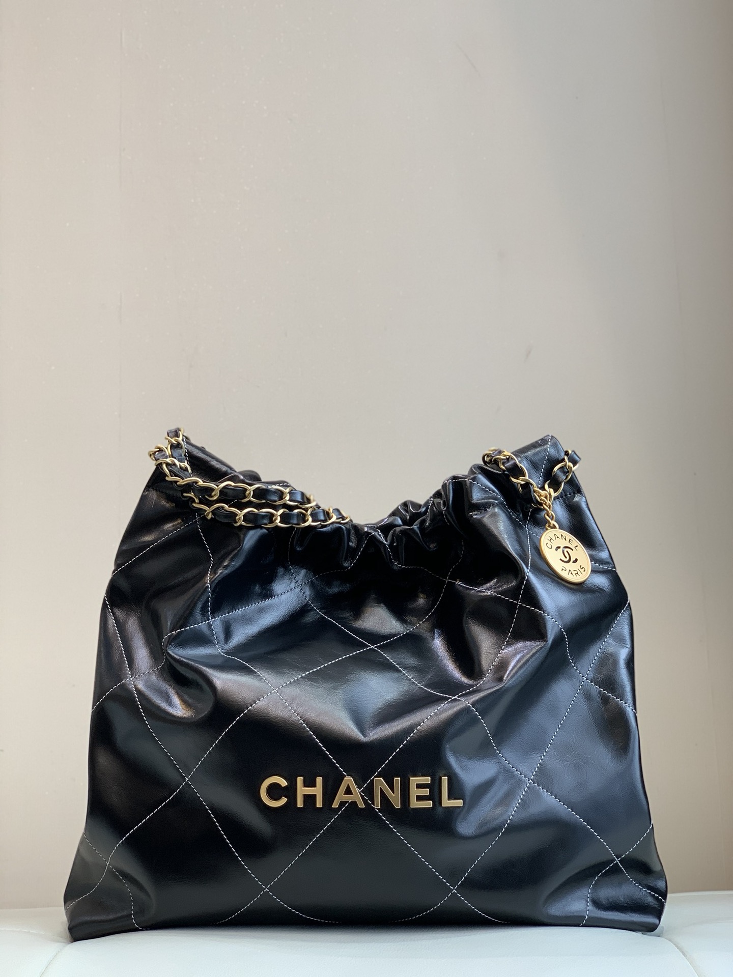CHANEL Très grande capacité logo vieilli cuir d'origine matelassé sac de l'année sac shopping cuir de vachette importé