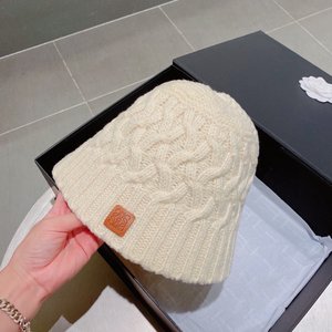 Best Replica 1:1 Loewe Hats Bucket Hat Knitted Hat Black Knitting Fall/Winter Collection