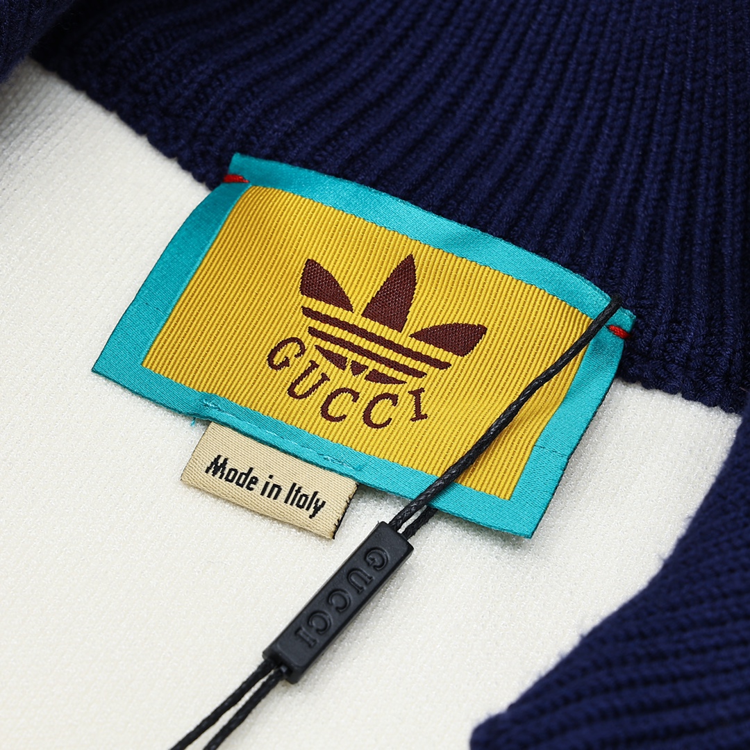 400 Adidas×Gucci /古驰三叶草联名经典条纹运动针织毛织外套