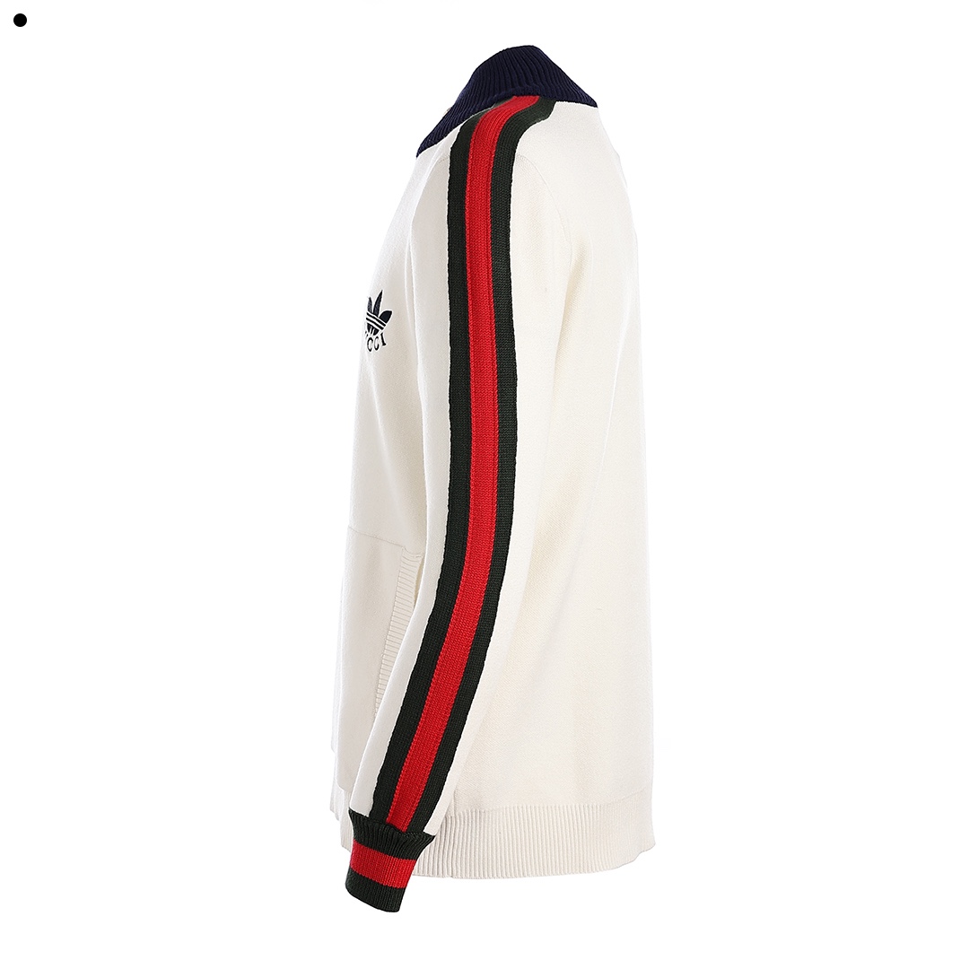 400 Adidas×Gucci /古驰三叶草联名经典条纹运动针织毛织外套