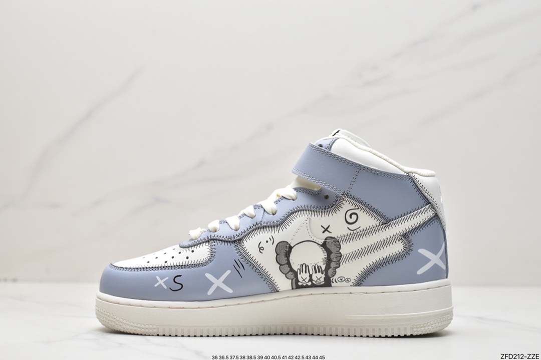 KAWS x Nike Air Force 1 Mid White Gray Graffiti Doll Joint CW2308-211