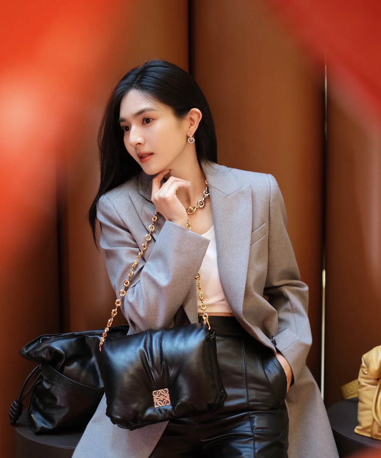 NO:341877,LOEW has a good impression of fluffy and soft cloud-like bags. It is a classic and fashionable black color combination. Puffer Goya handbag    ,loewe19860909LOEW 对蓬松柔软的云朵状包包有着好感 搭配金色的甜甜圈链条黑色配色经典又时尚 的高级感,Puffer Goya手袋    ,Bag