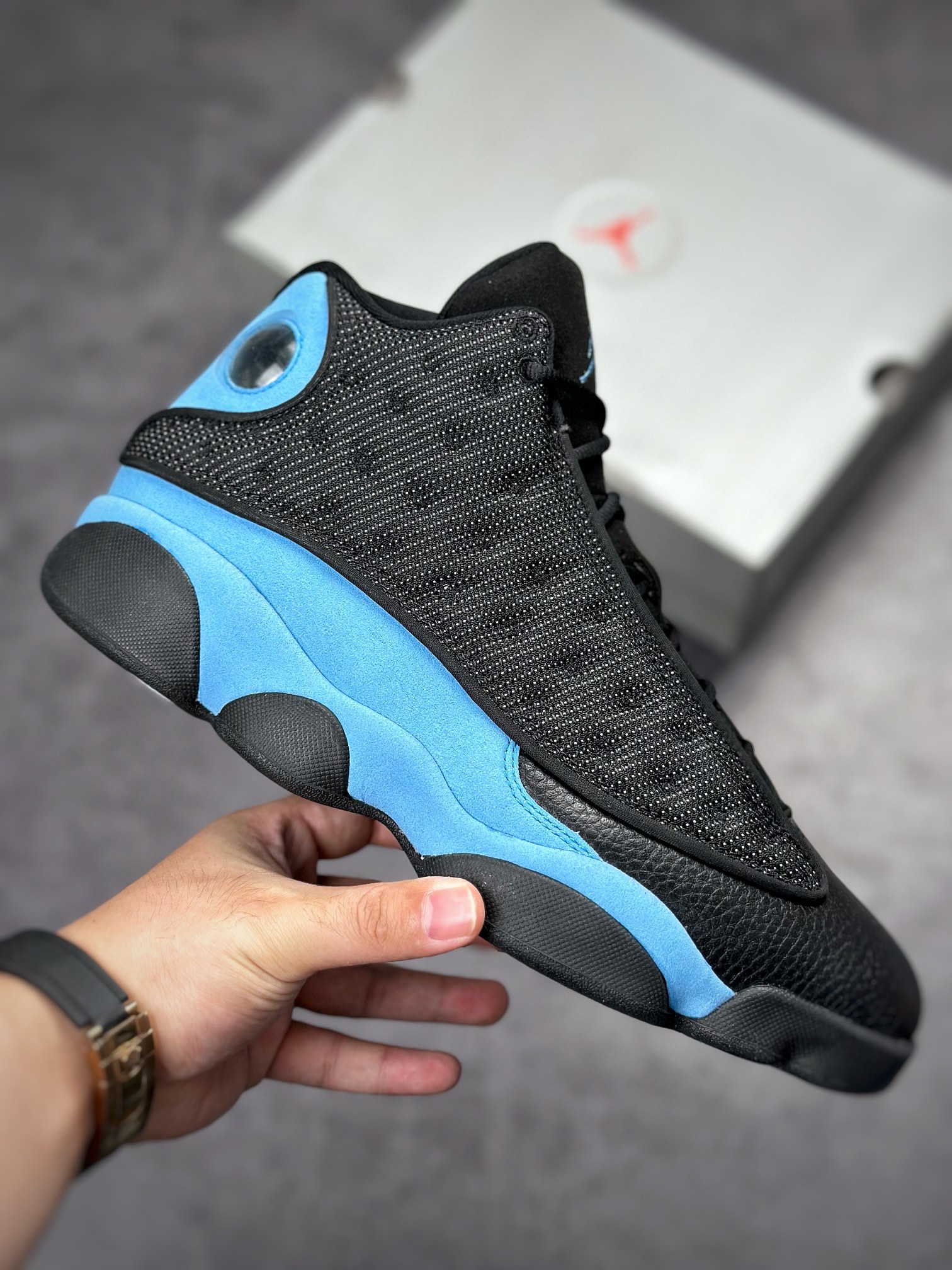 Pure original 3D real cat's eye Dongguan factory produced Air Jordan 13 AJ13 ”University Blue” big snow blue DJ5982-041