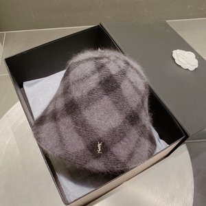 Yves Saint Laurent Hats Bucket Hat Lattice Rabbit Hair Wool