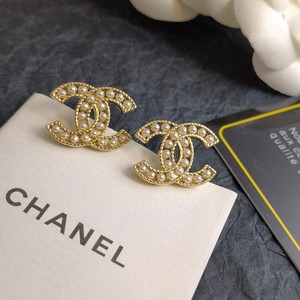 Good Chanel Buy Jewelry Earring Yellow Openwork Brass