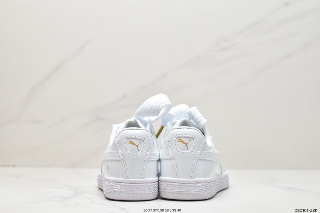 Classic all-match Puma Basket silk strap bow goddess shoes all white 363073-02