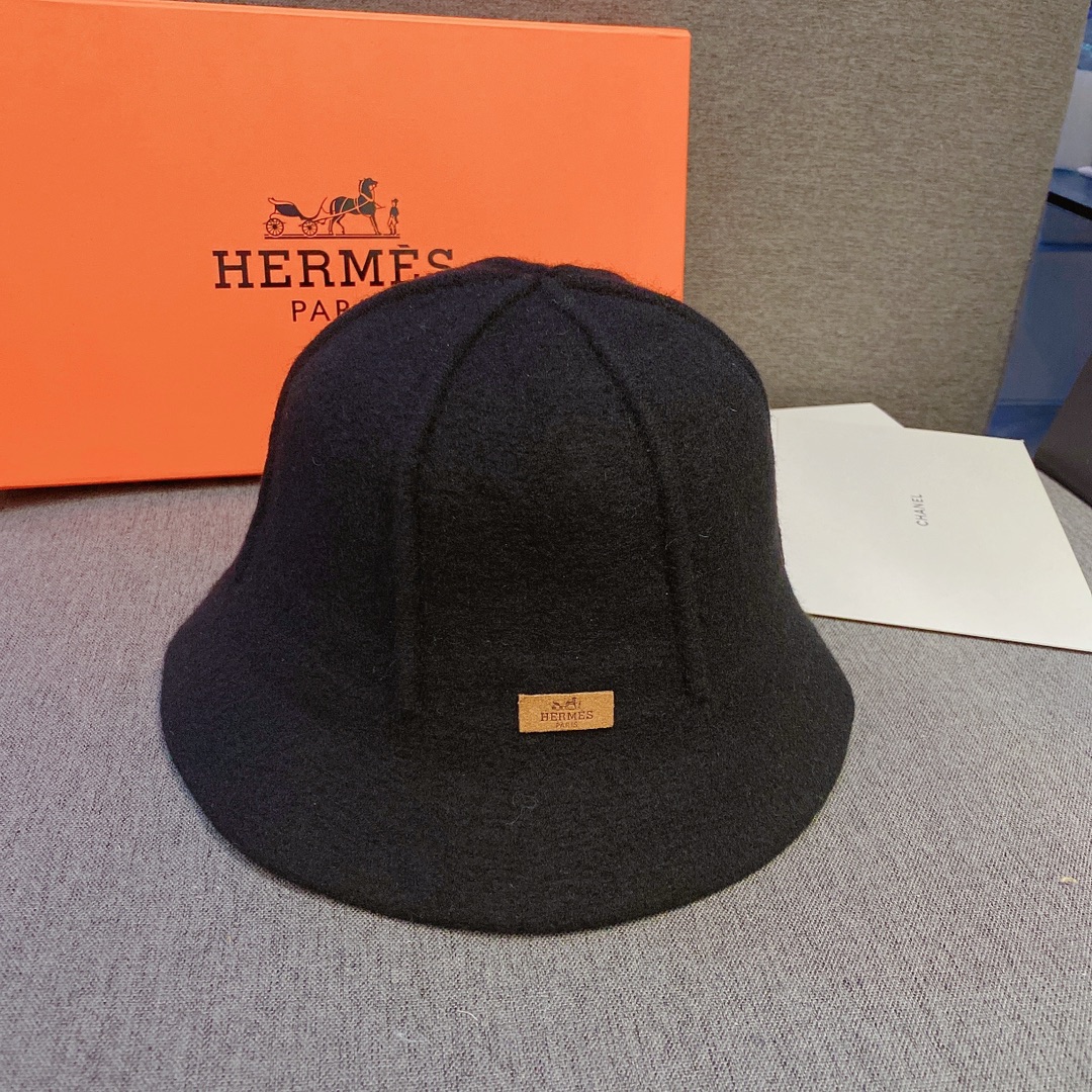 Hermes Hats Bucket Hat Straw Hat Wool Fall/Winter Collection