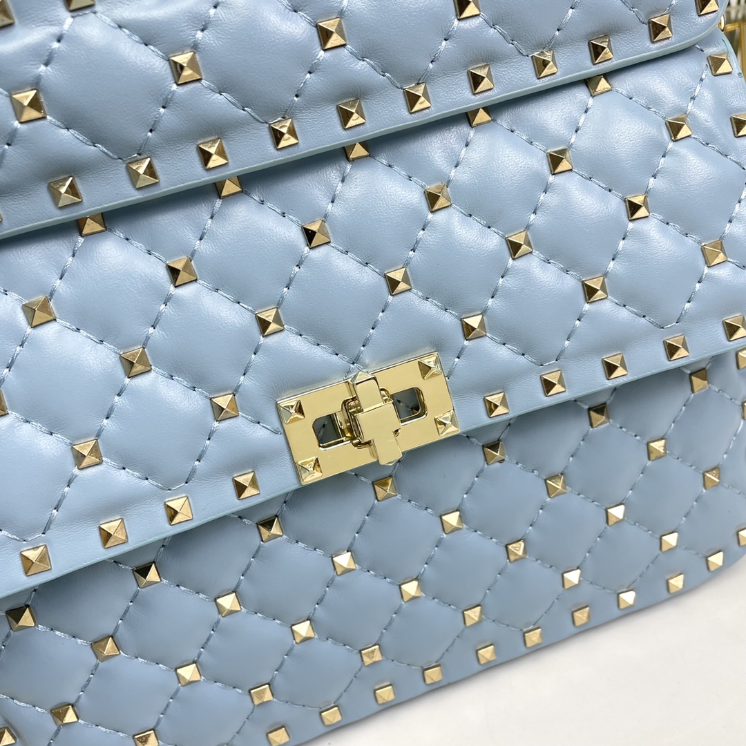 升级版 中号《羊皮》Valentino Garavani Rockstud Spike 中号链式手袋 采