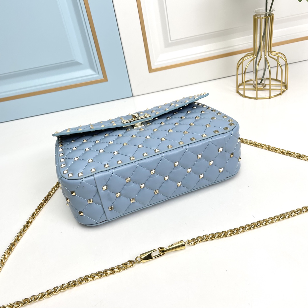 升级版 中号《羊皮》Valentino Garavani Rockstud Spike 中号链式手袋 采