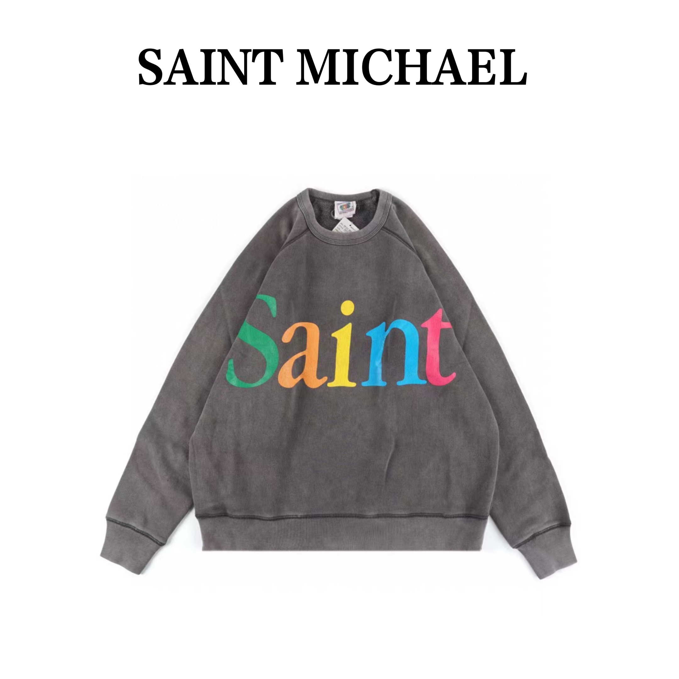 300 SAINT MICHAEL 22FW 彩色字母印花圆领卫衣