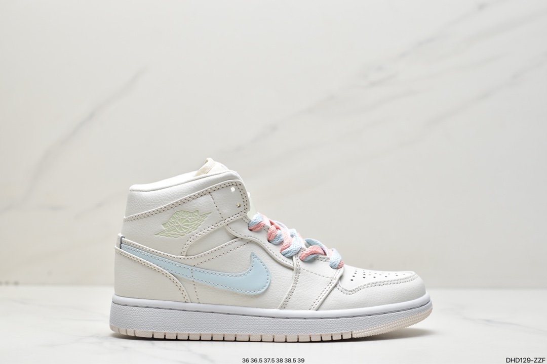 90 耐克Nike Air Jordan 1 Retro Mid OG ”White/Green/Pink”AJ1代555112-035