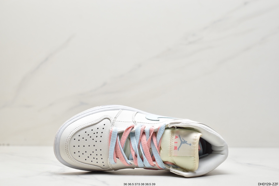90 耐克Nike Air Jordan 1 Retro Mid OG ”White/Green/Pink”AJ1代555112-035