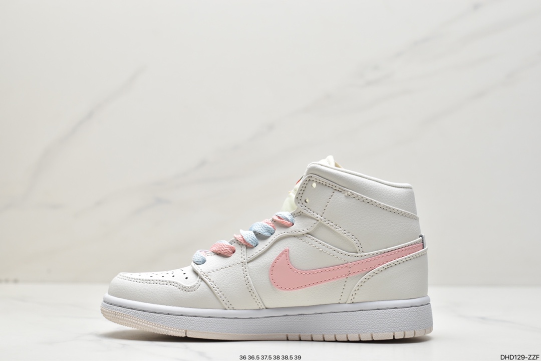 90 耐克Nike Air Jordan 1 Retro Mid OG ”White/Green/Pink”AJ1代555112-035