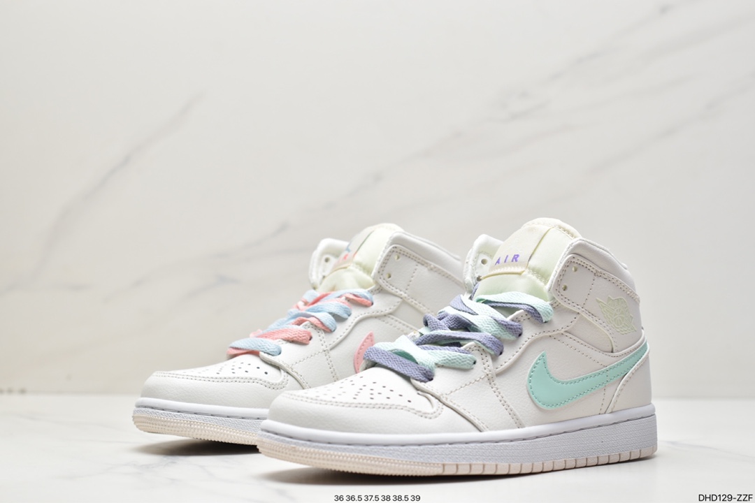 90 耐克Nike Air Jordan 1 Retro Mid OG ”White/Green/Pink”AJ1代555112-035