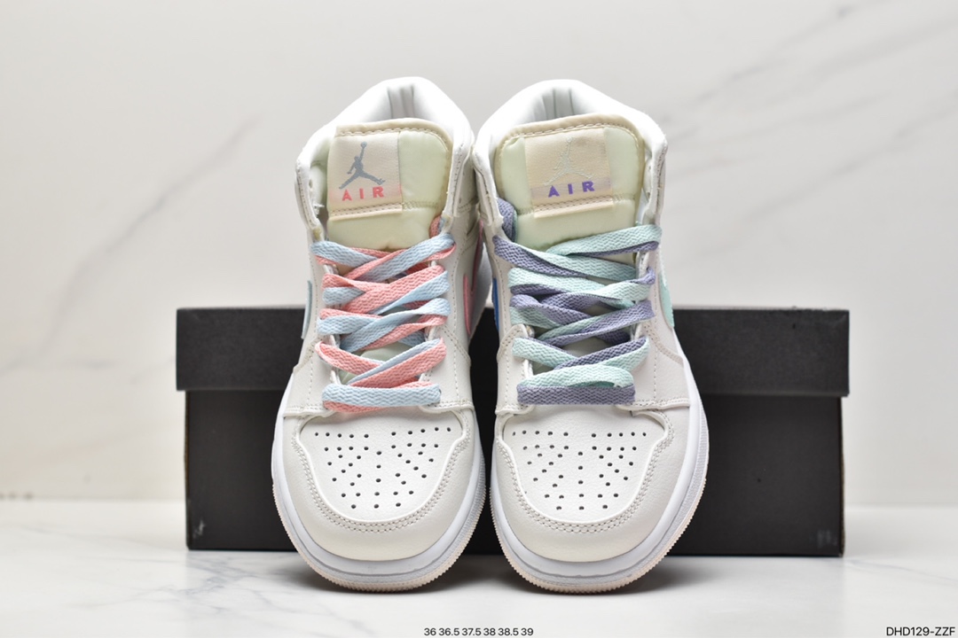 90 耐克Nike Air Jordan 1 Retro Mid OG ”White/Green/Pink”AJ1代555112-035