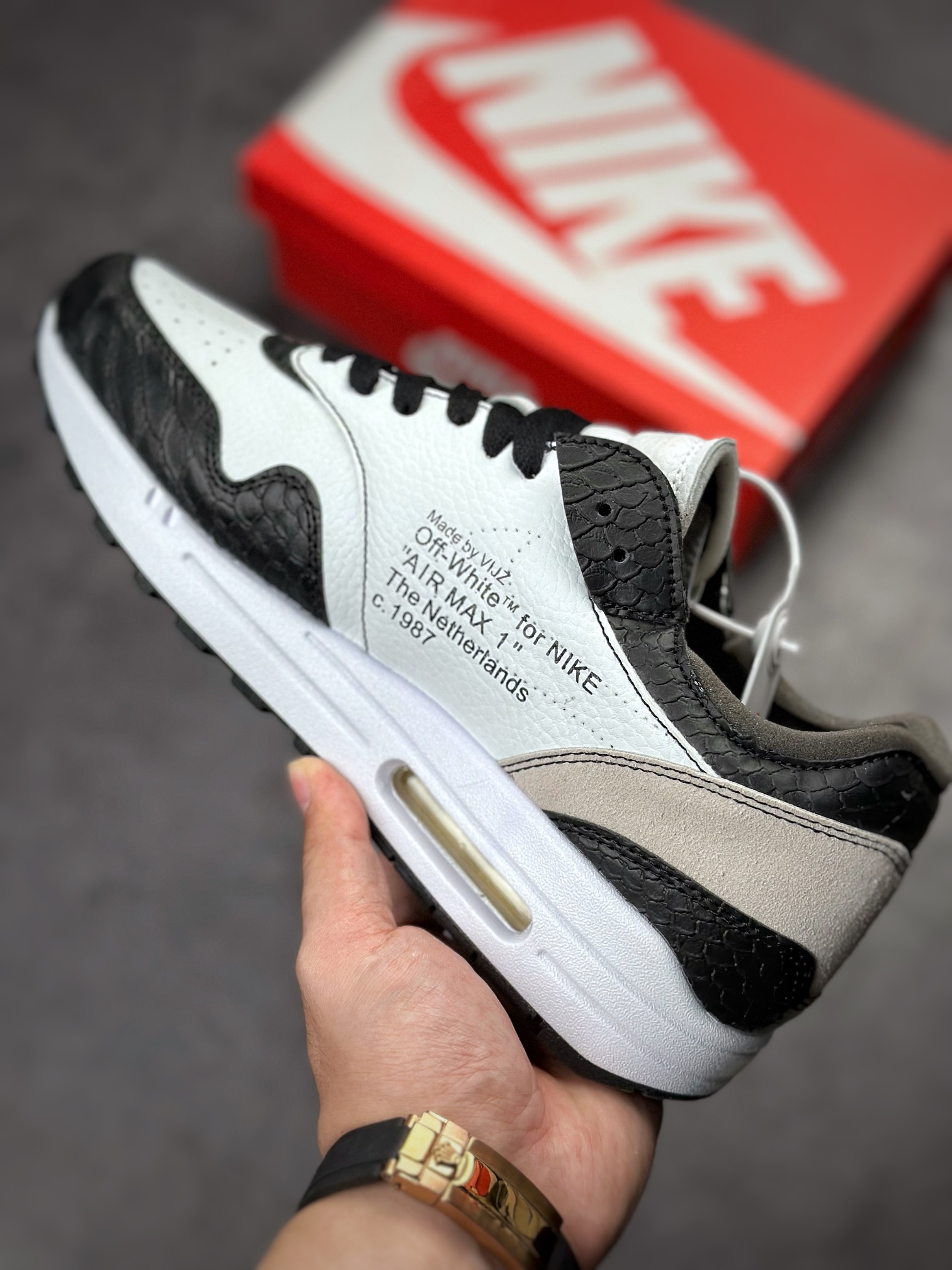 Nike Air Max 1 2022 engraved Off-White joint retro casual running shoes AA7293-002